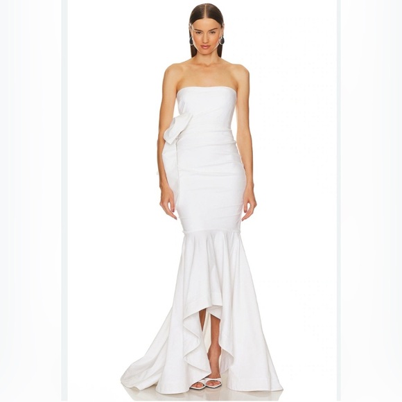 Michael Costello X Anyssa Gown - size small Elegant White Strapless Dress - Picture 5 of 7